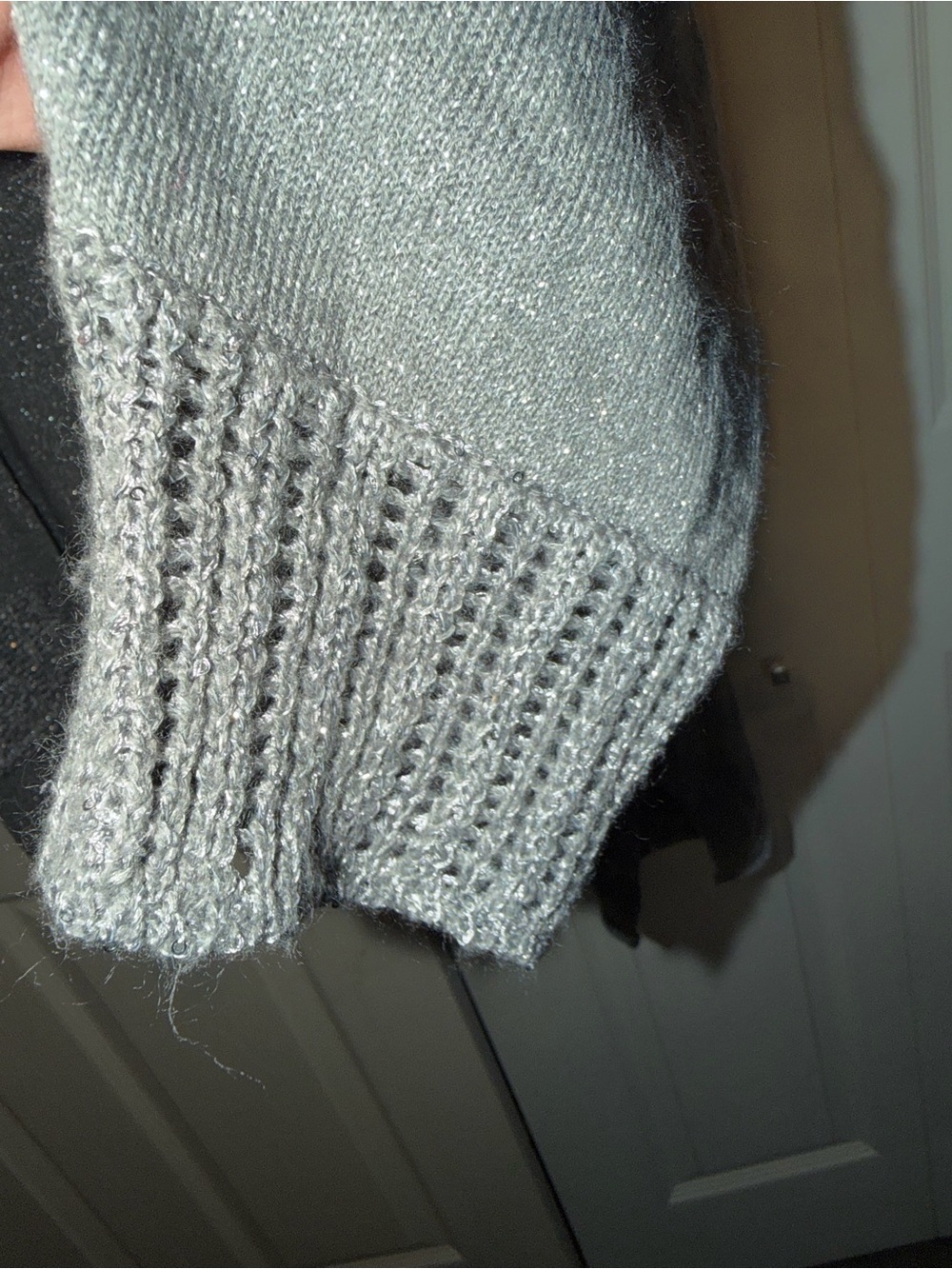 Catherines Silver/grey shimmery V-Neck Sweater - Picture 5 of 6
